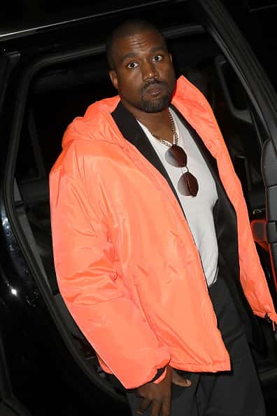 Kanye west arrives at the Ralph Lauren fashion show during New York Fashion Week September 7