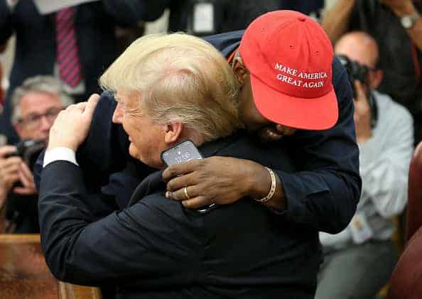 Kanye West hugs Donald Trump at the White House