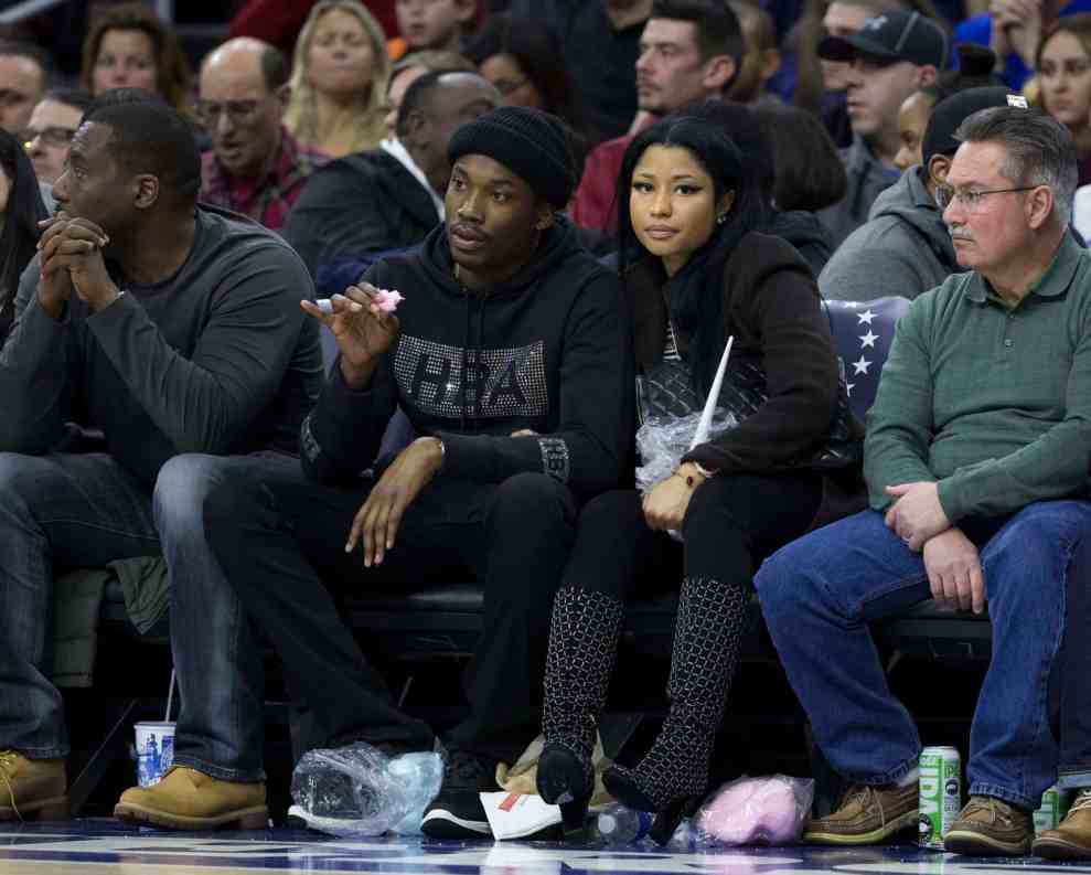 Meek Mill and Nicki Minaj front row