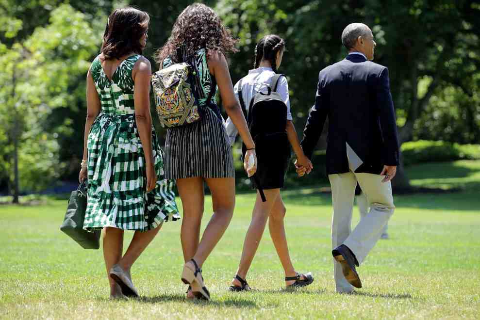 Obama Family walking away together