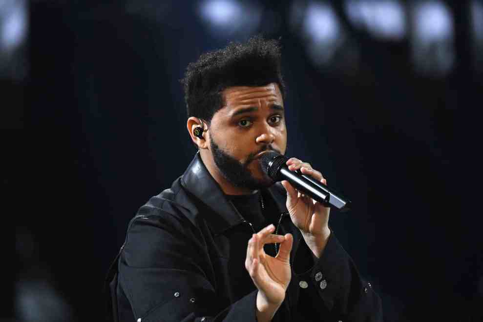 The Weeknd performing