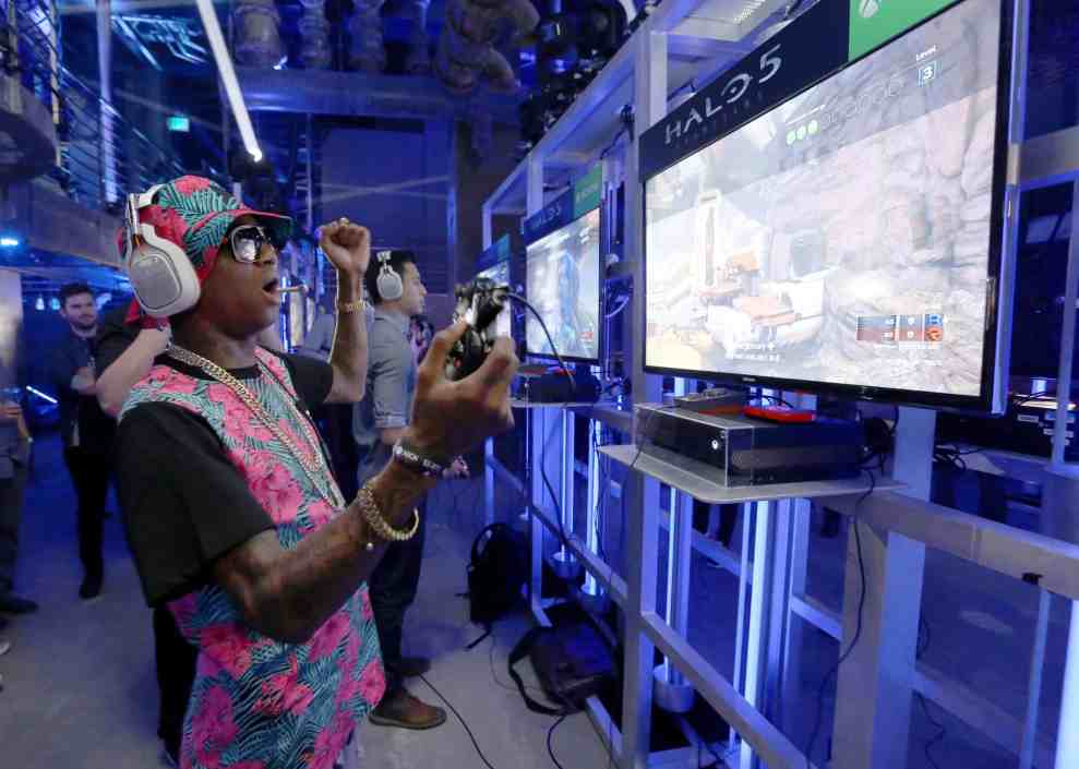 Soulja boy playing video game