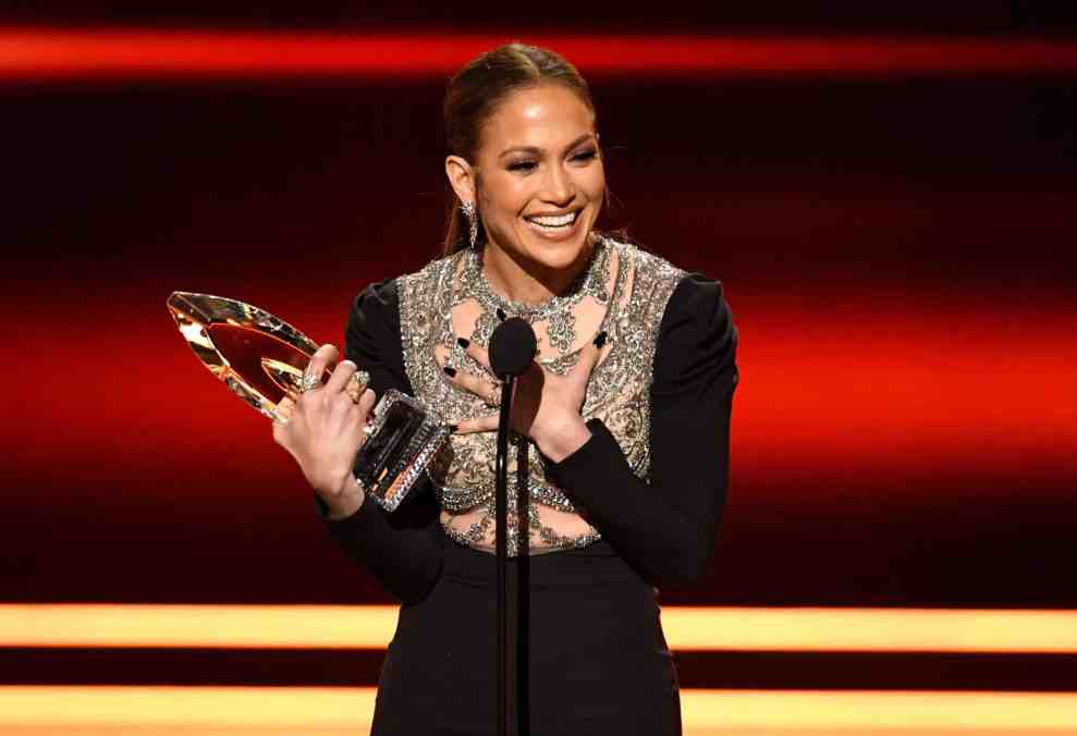 Jennifer Lopez accepting Critics Choice Award