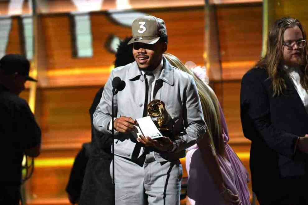Chance the Rapper accepting Grammy Award