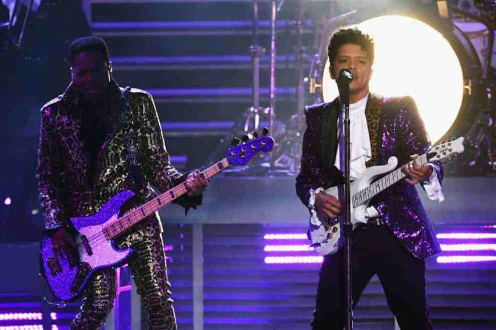 Bruno Mars performing Prince tribute at Grammys