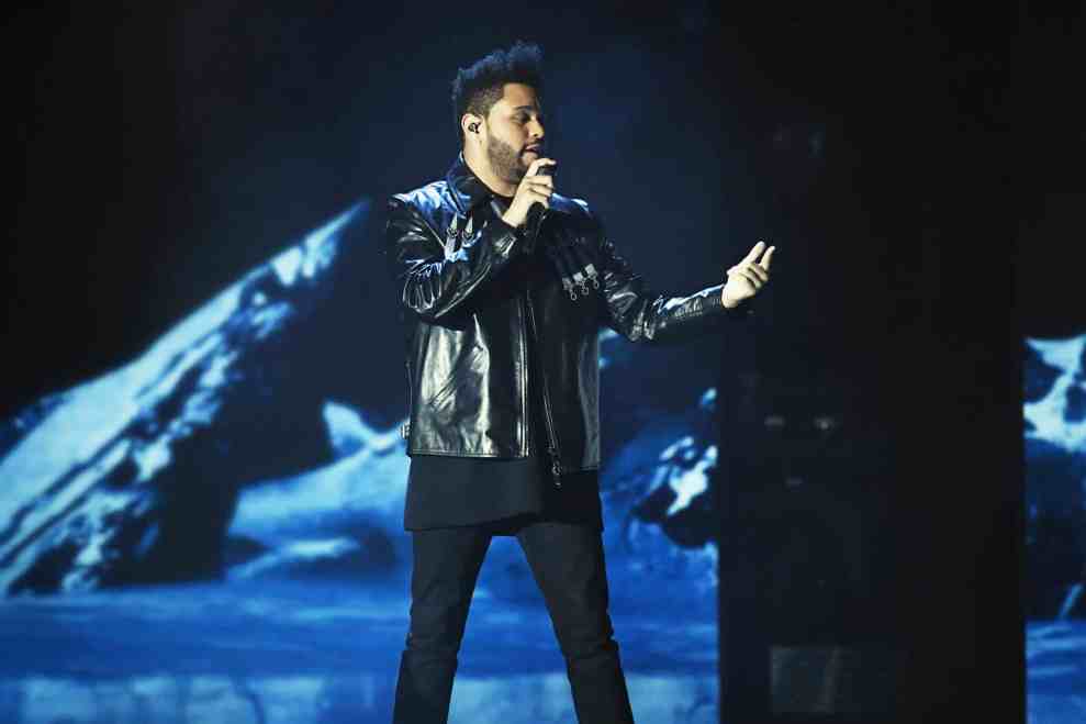 The Weeknd performing
