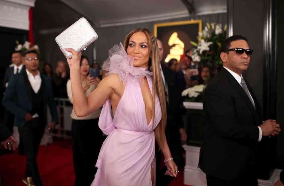 Jennifer Lopez on red carpet at Grammys