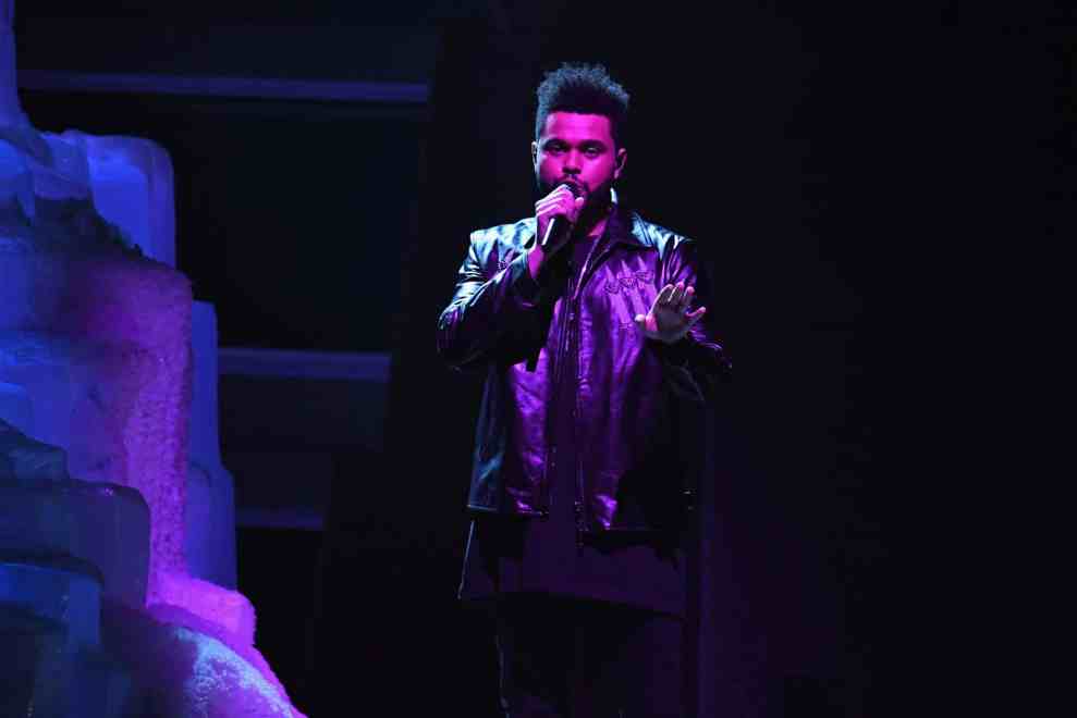 The Weeknd performing