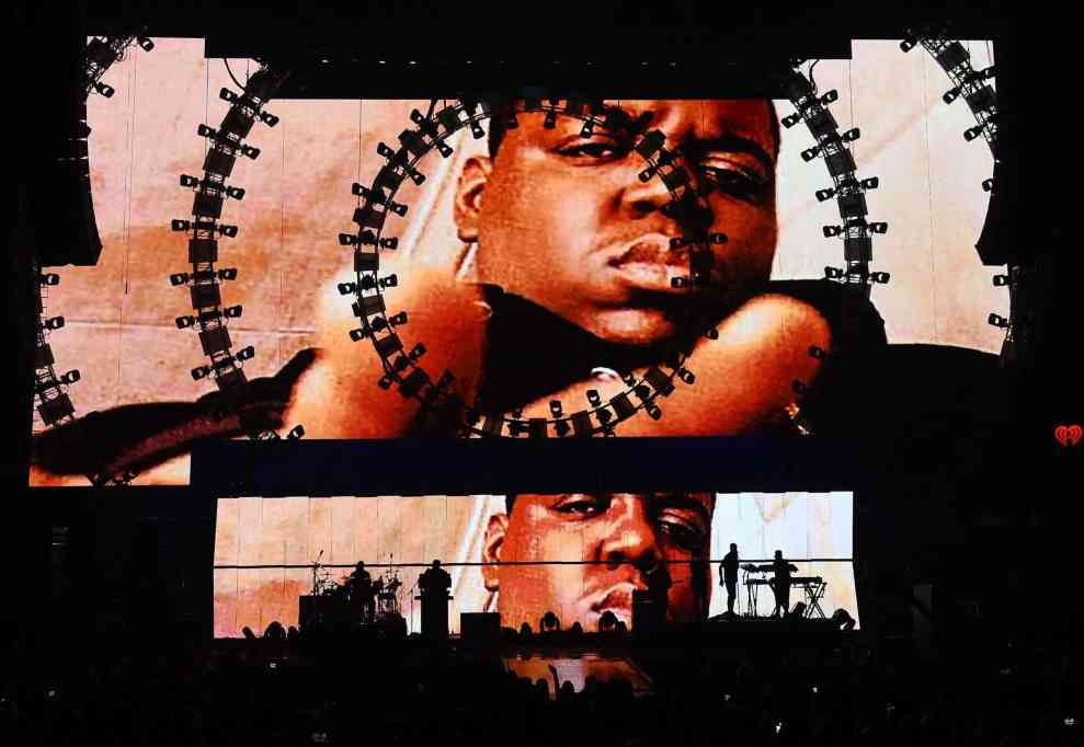 Notorious B.I.G. on two large screens