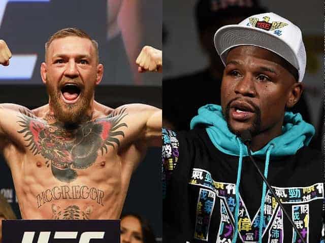 Conor McGregor and Floyd Mayweather split photo