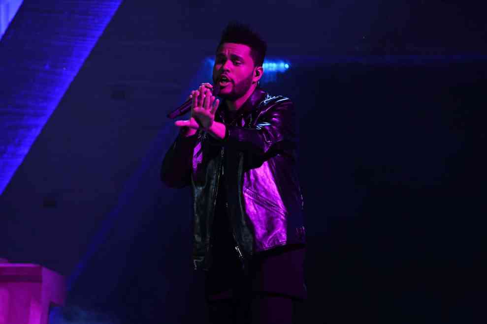 The Weeknd performing