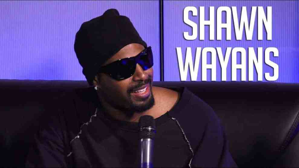 Shawn Wayans at Hot 97 studio with Nessa