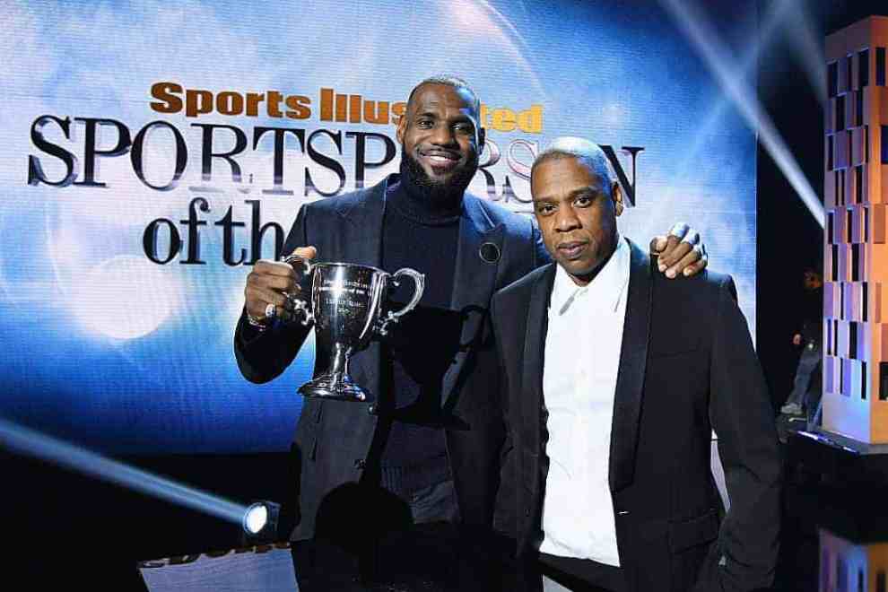 Lebron James winning Sports Illustrated Sportsperson of the Year standing with Jay Z