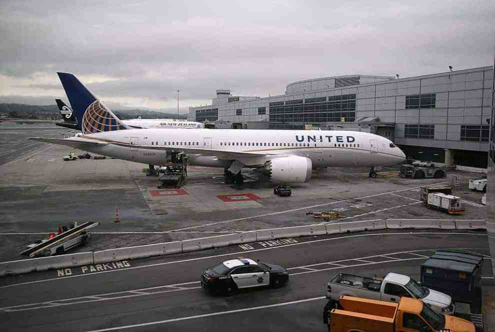 United Airplane on runway at airport