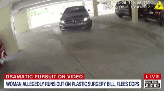 Screenshot of Live Primetime Justice Dramatic Persuit on video - Woman allegedly runs out on plastic surgery bill