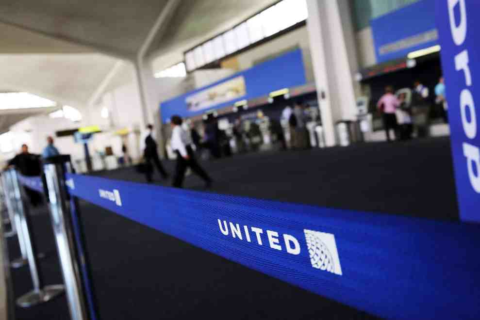 United line tape at airport