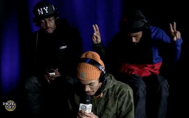 Flatbush Zombies at Hot 97 studio