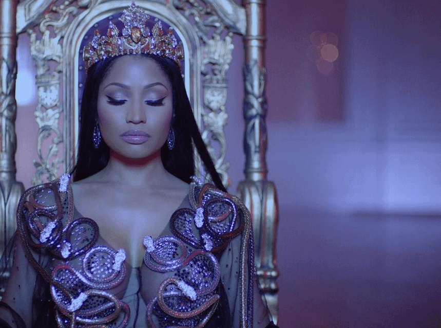 still from video of No Frauds by Nicki Minaj