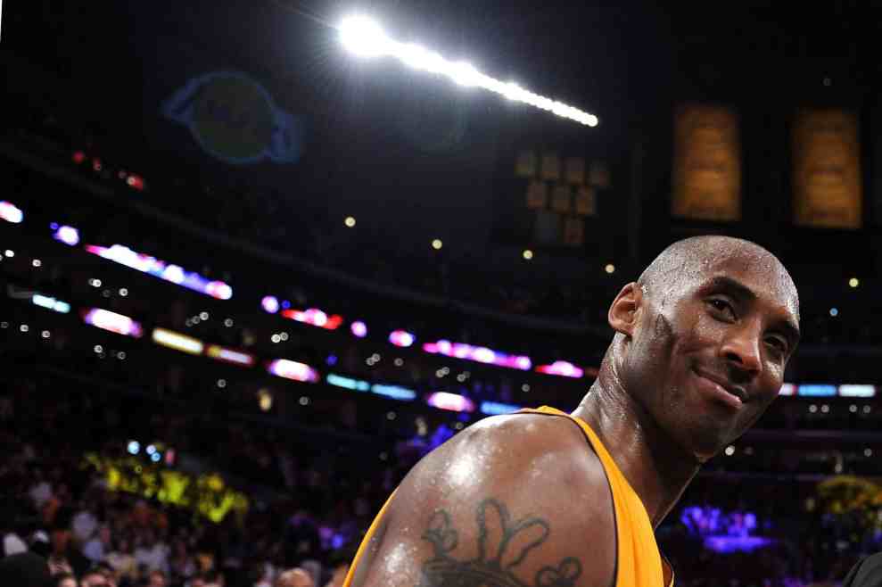 Kobe Bryant in Lakers Jersery during game