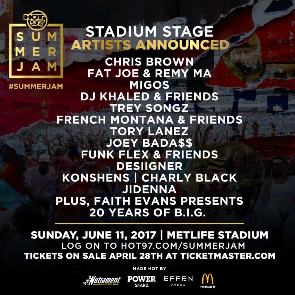 Hot 97 Summer Jam Stadium Artists Announced - logon to hot97.com/summergam