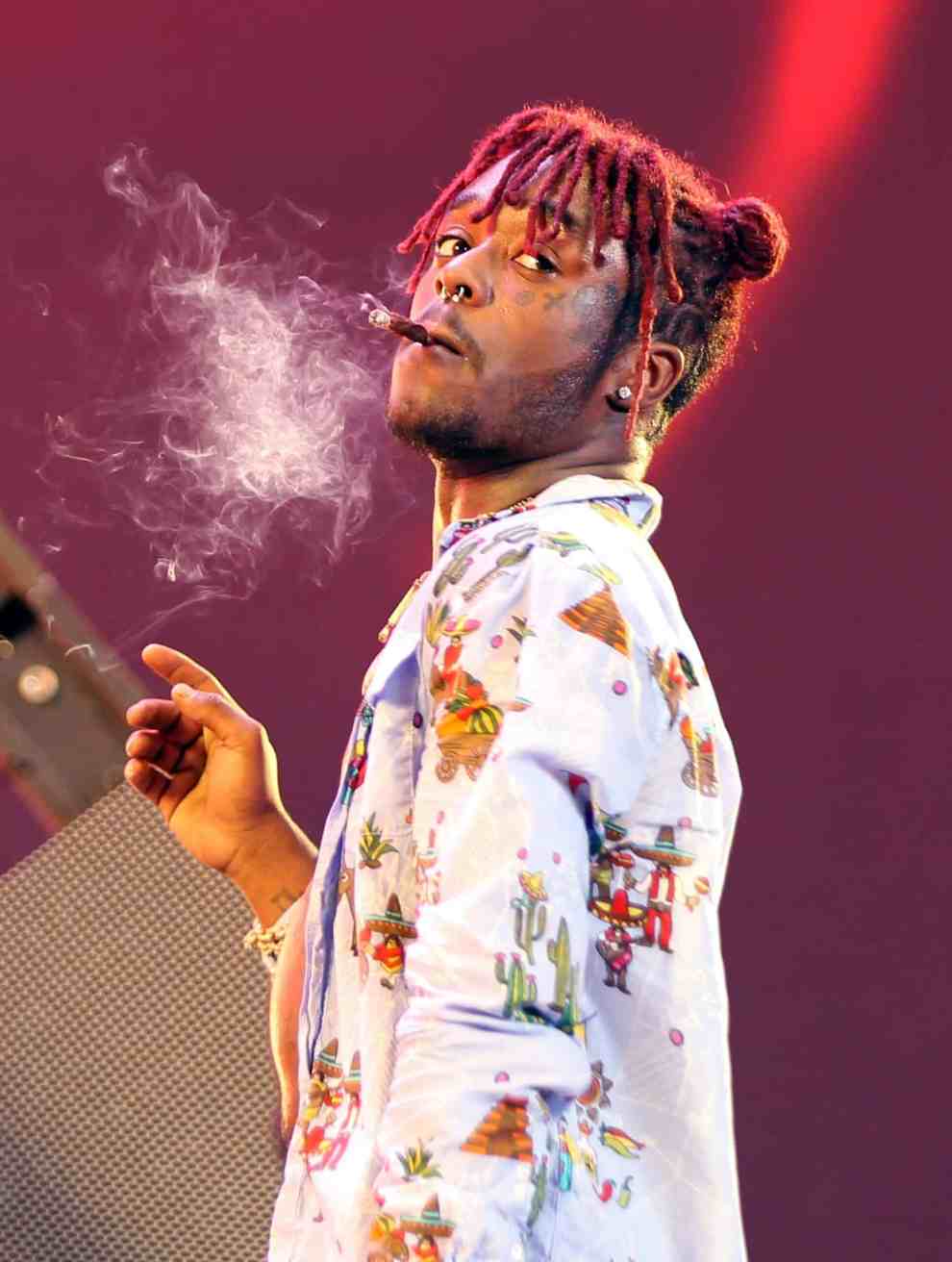 Lil Uzi Vert smoking on stage at 2017 Coachella Weekend 1 - Day 3
