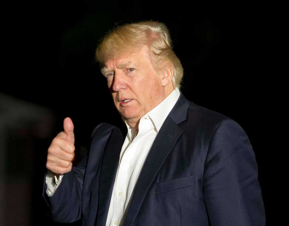 Donald Trump giving a thumbs up