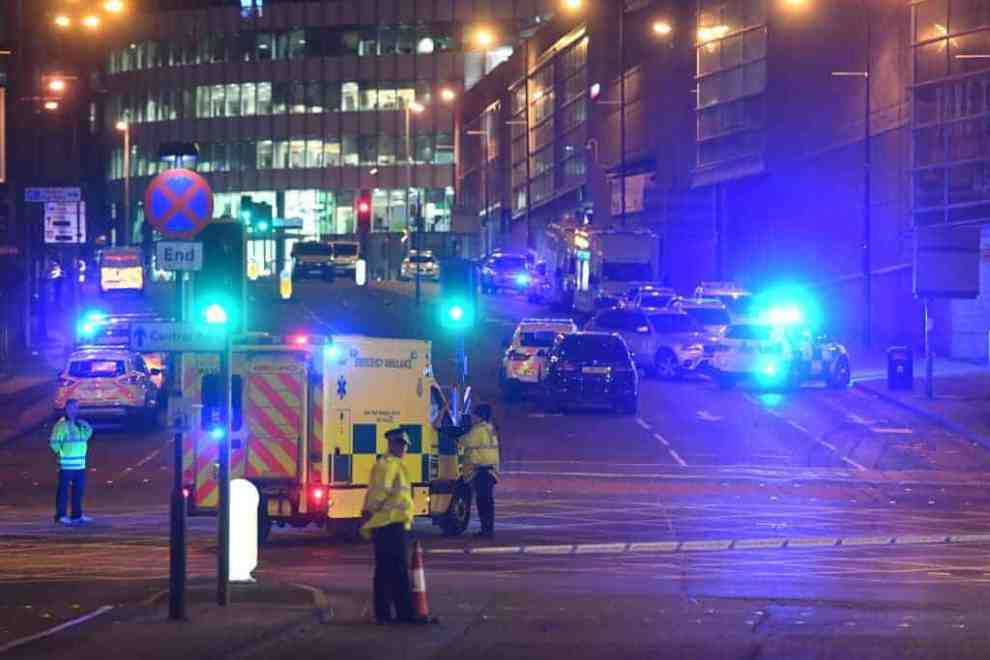 Street closed after Manchester terror attack at Ariana Grande Concert