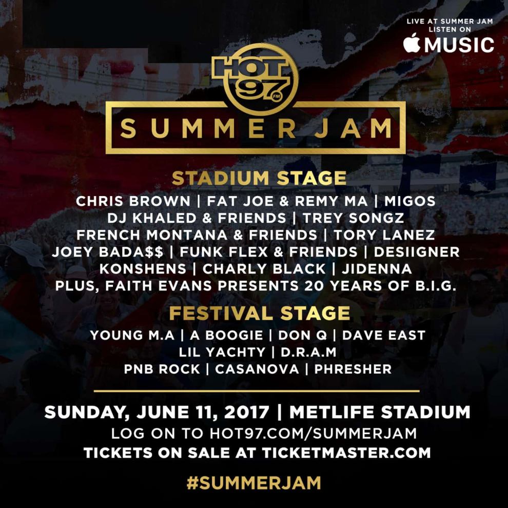Hot 97 Summer Jam Stadium Stage and Festival Stage artists Jun 11 Metlife Stadium Log on to hot97.com/summerjam #summerjam