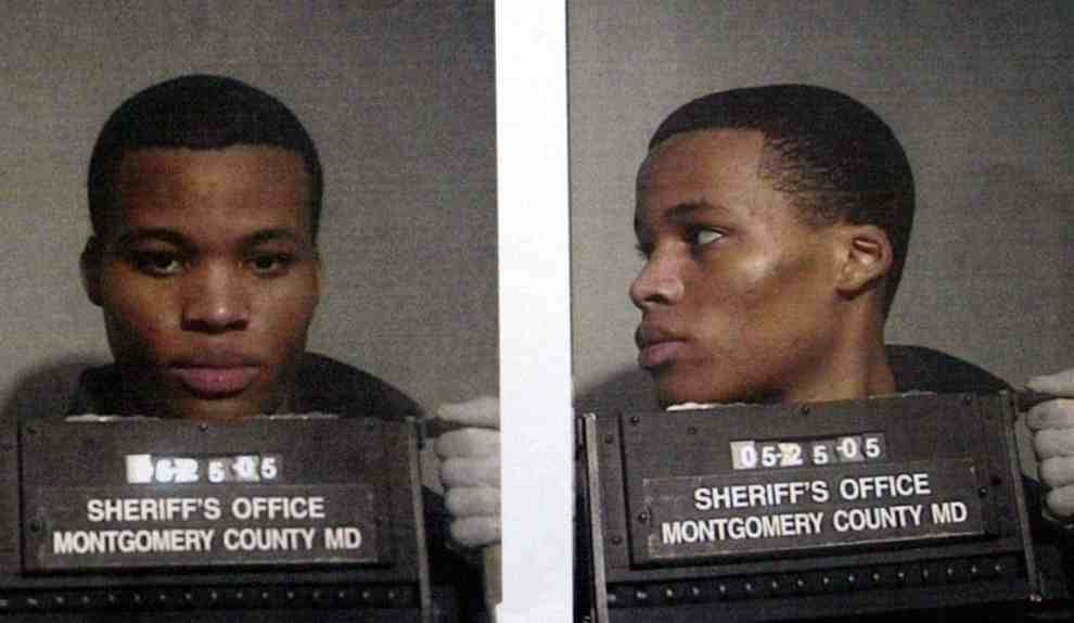 John Lee Malvo mug shot Sherif's Office Montgomery County MD