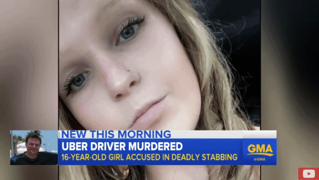Screenshot from video from GMA of 16 year old Eliza Wasni accused of killing uber driver in Chicago