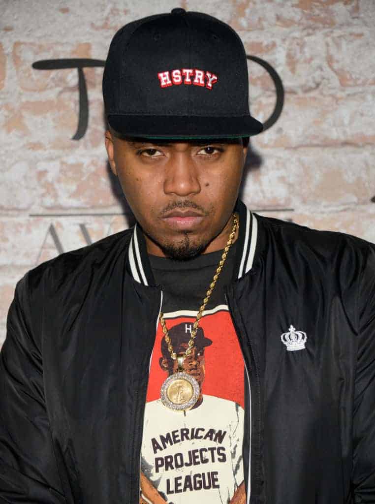 Nas in HSTRY hat and t-shirt reading "American Projects League"