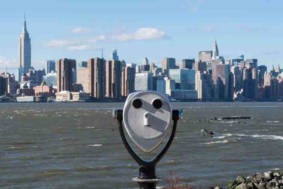 Viewfinder in front of NYC skyline