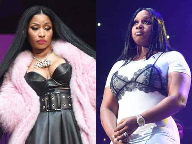 Split photo of Nicki Minaj and Remy Ma performing at the same Atlanta Show