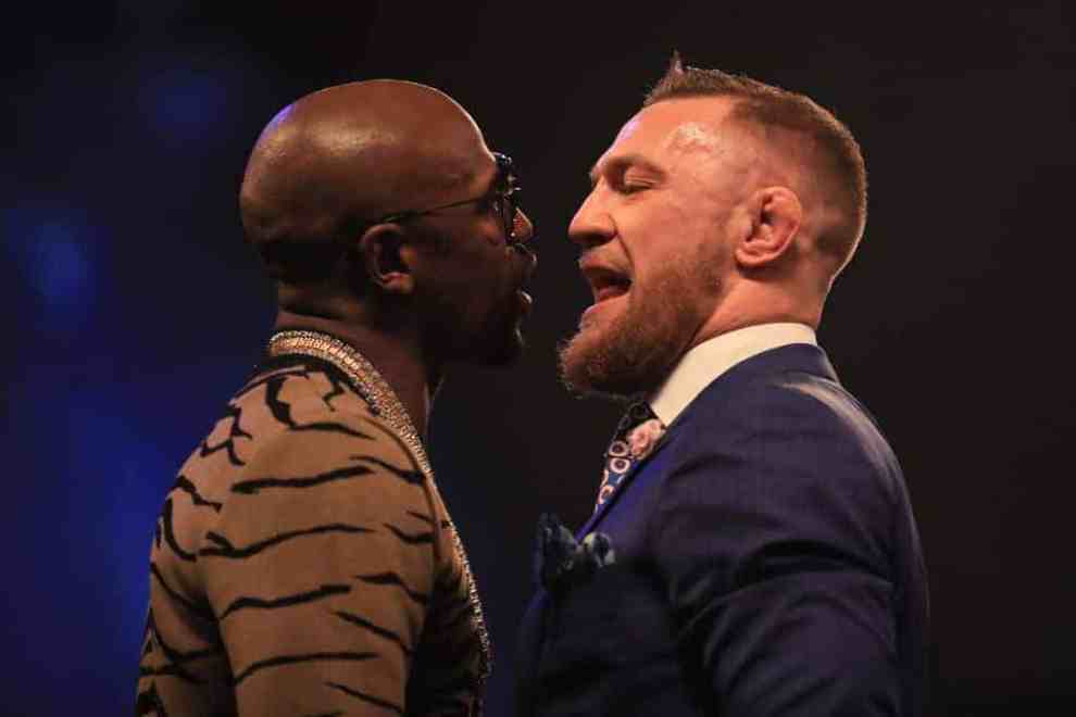 Mayweather versus McGregor London World Tour; Conor McGregor goes face to face with Floyd Mayweather during the press conference
