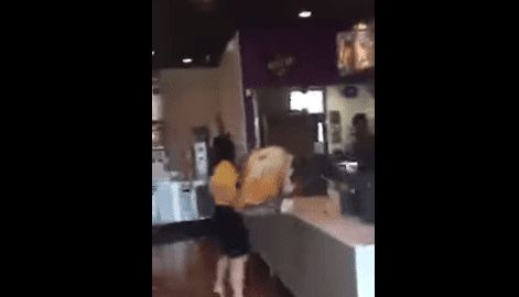 Screenshot from video of disgruntled former employee at Taco Bell in Texas