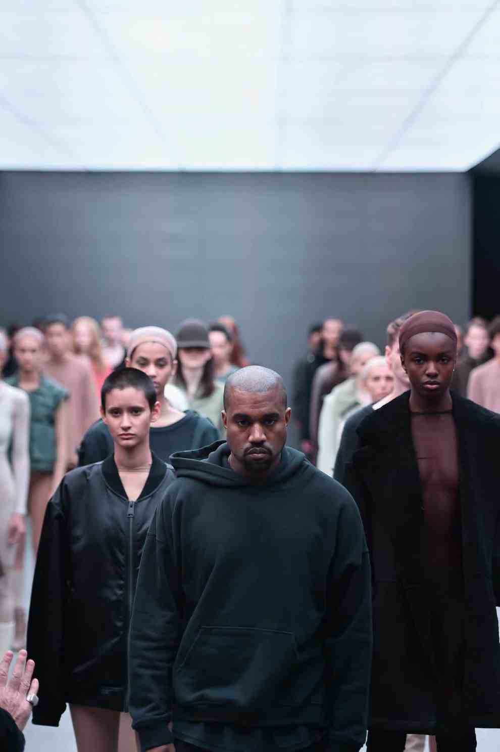 Kanye West on the runway at the adidas Originals x Kanye West YEEZY SEASON 1 fashion show during 2015 fashion week