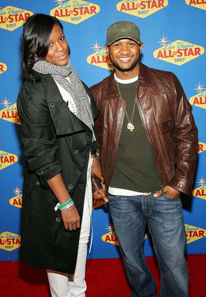 Usher and girlfriend Tameka Foster arrive at the 2007 NBA All-Star Game
