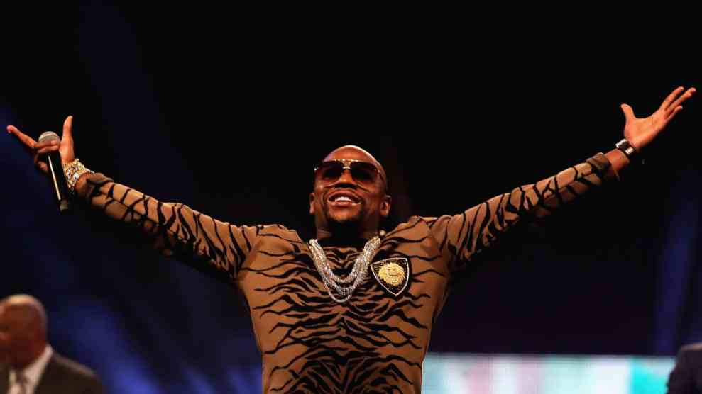 Floyd Mayweather Jr. at during the Floyd Mayweather Jr. v Conor McGregor World Press Tour at SSE Arena on July 14