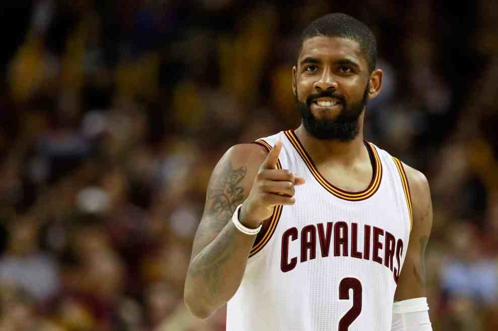 Kyrie Irving #2 of the Cleveland Cavaliers celebrates l 112 to 99 win over the Boston Celtics in 2017 Eastern Conference Finals