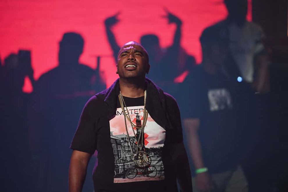 N.O.R.E. performs live on stage at The Apollo Theater on August 5