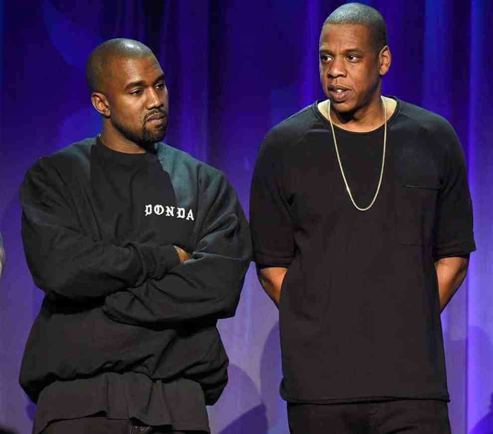 Kanye and Jay Z accepting the Best Group Award onstage during the 2012 BET Awards