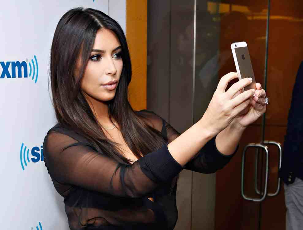 Kim Kardashian takes a selfie at the SiriusXM Studios on August 11