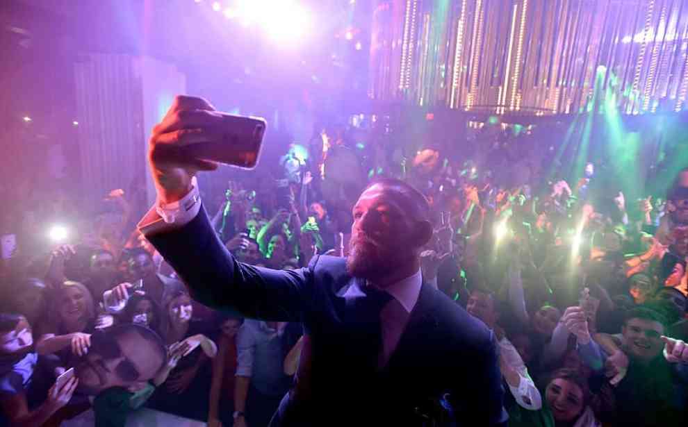 Connor McGregor celebrates his UFC 202 victory during the official after-fight party at Intrigue Nightclub on August 20