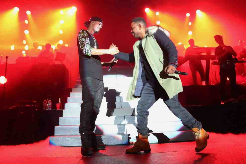 J Cole and Kendrick Lamar at Madison Square Garden on January 28