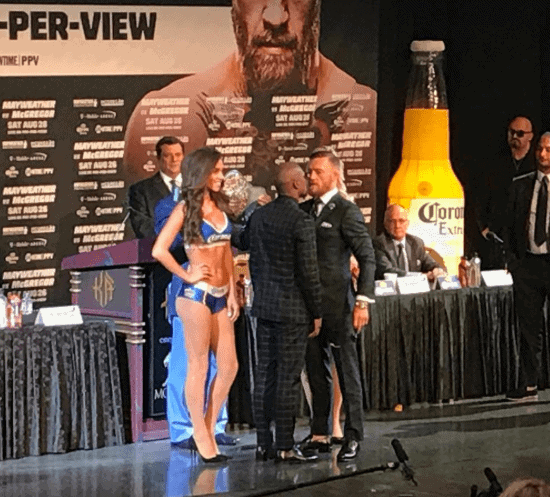Conor McGregor and Floyd Mayweather go head to head at Press Conference in Las Vegas