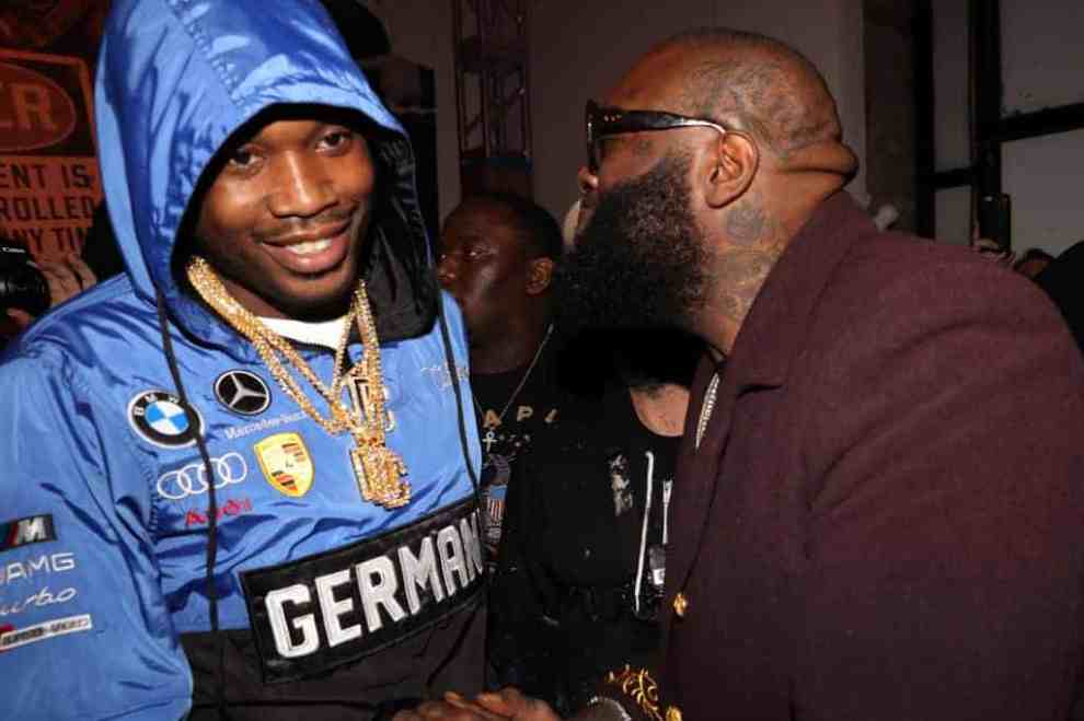 Meek Mill and Rick Ross attend the 'Rather You Than Me' Album Listening Experience on March 8