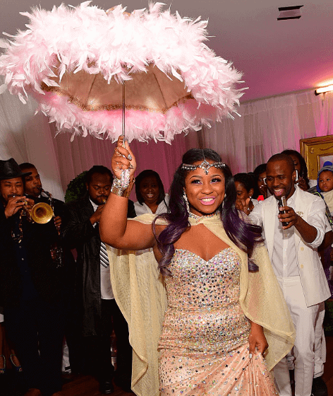 Reginae Carter attends her 'All White' Sweet 16 birthday party on November 29