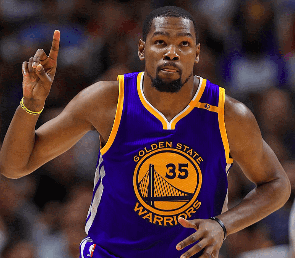 Kevin Durant #35 of the Golden State Warriors reacts against the Miami Heat during game on January 23