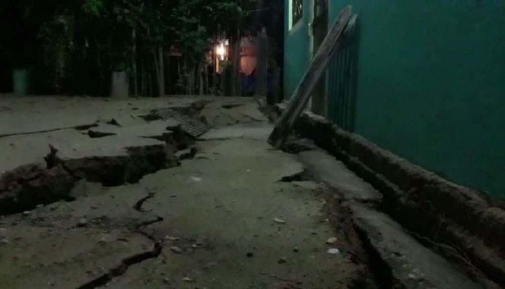 Street cracked after Earthquake in Mexico September 19