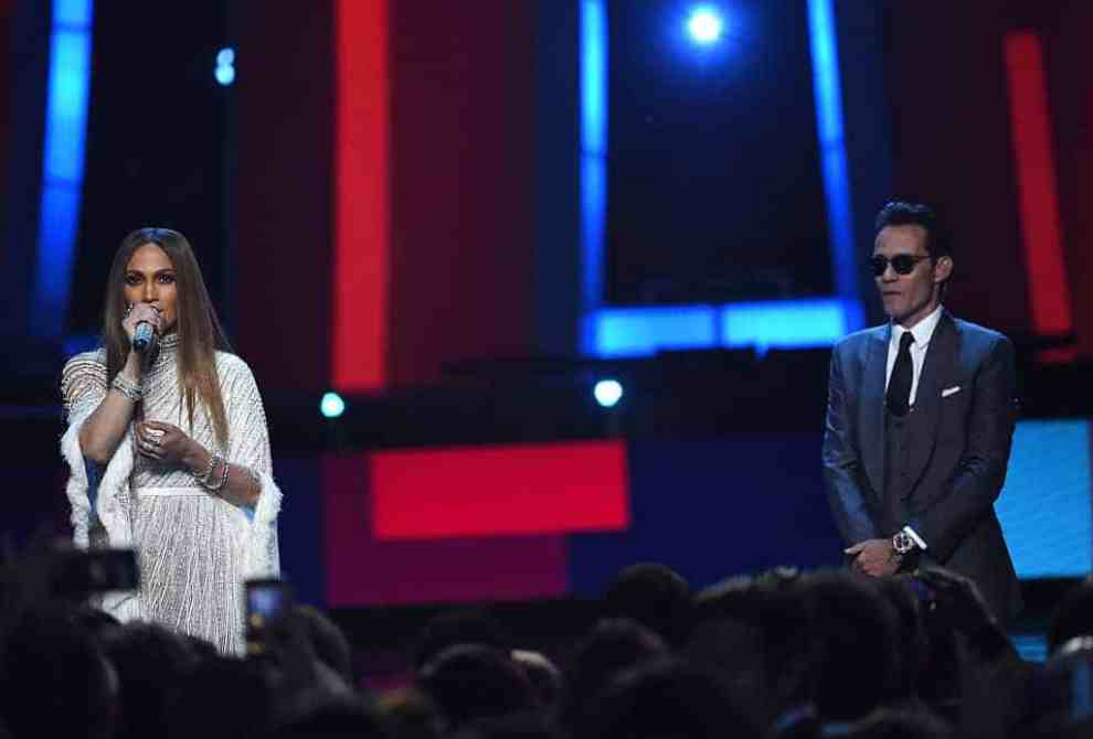 Jennifer Lopez and Marc Anthony speak during The 17th Annual Latin Grammy Awards on November 17